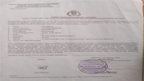 Keadilan Tertunda, Kasus Kekerasan Anak di Makassar Tersendat di Meja Penyidik