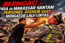 Ganas! Personel Dishub Makassar Dipukul Keras Saat Sedang Mengatur Lalu Lintas