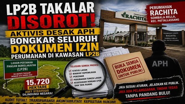 LP2B Takalar Disorot, APH Didesak Usut Tuntas Pemanfaatan Lahan 15.720 Hektare