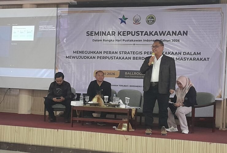 Seminar Kepustakawanan dalam rangka Hari Pustakawan Indonesia 2026 di Ballroom Dinas Perpustakaan dan Kearsipan Provinsi Sulawesi Selatan.
