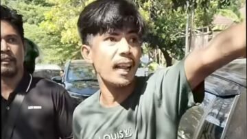 Pria diduga juru parkir liar saat terlibat adu mulut dengan pengendara mobil di Jalan Sungai Tangka, Makassar. Polisi masih memburu terduga pelaku.